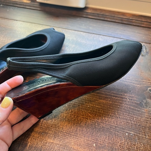 Donald J. Pliner Couture Peep Toe Slingback Tortoise Shell Acrylic Wedges - Picture 6 of 10